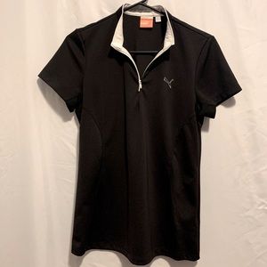 Puma Black and White Athletic Collard Shirt Size M
